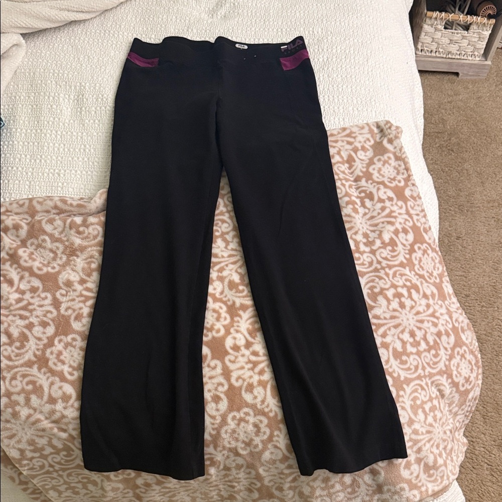 Fila Black Leggings with Purple Details